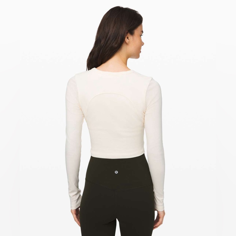 Lululemon Find your Feeling Long Sleeve Gathered Ruched Crop Top Activewear Gym - Picture 2 of 12